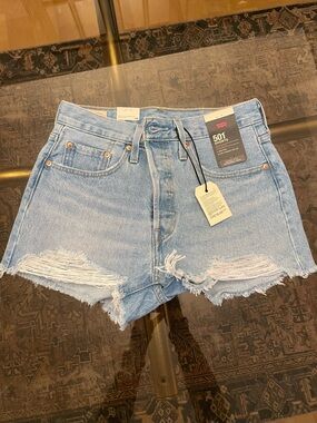 Levi's Light Blue Distressed 501 Cutoff Jean Shorts